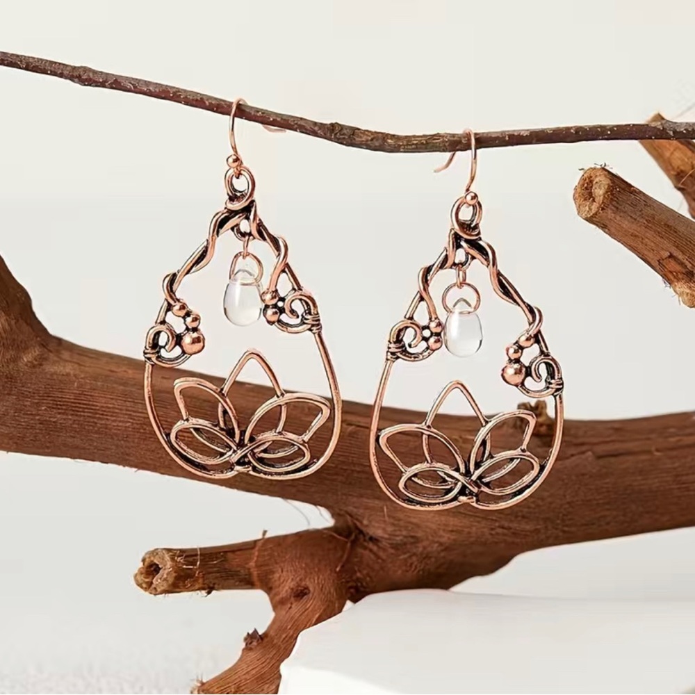 Vintage Golden Lotus Earrings